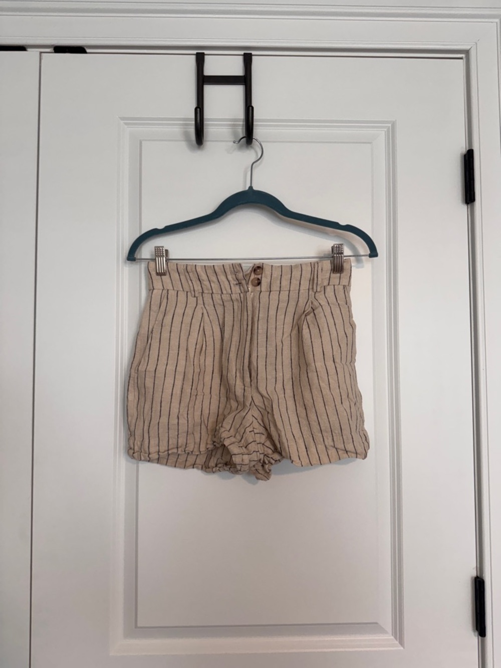 Dynamite Beige Striped High Waist Women’s Shorts